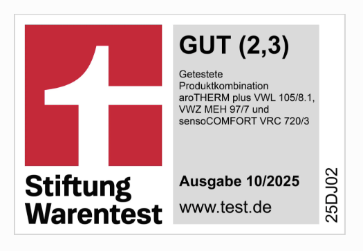 Stiftung Warentest GUT (2,3) für die Vaillant aroTHERM plus Wärmepumpe